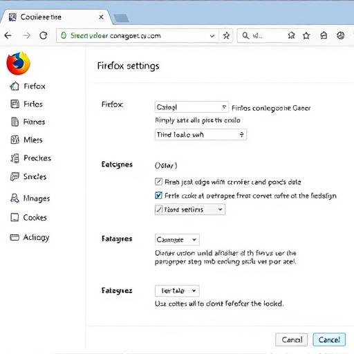 Captura de tela das configura√§√µes de cookies no Mozilla Firefox